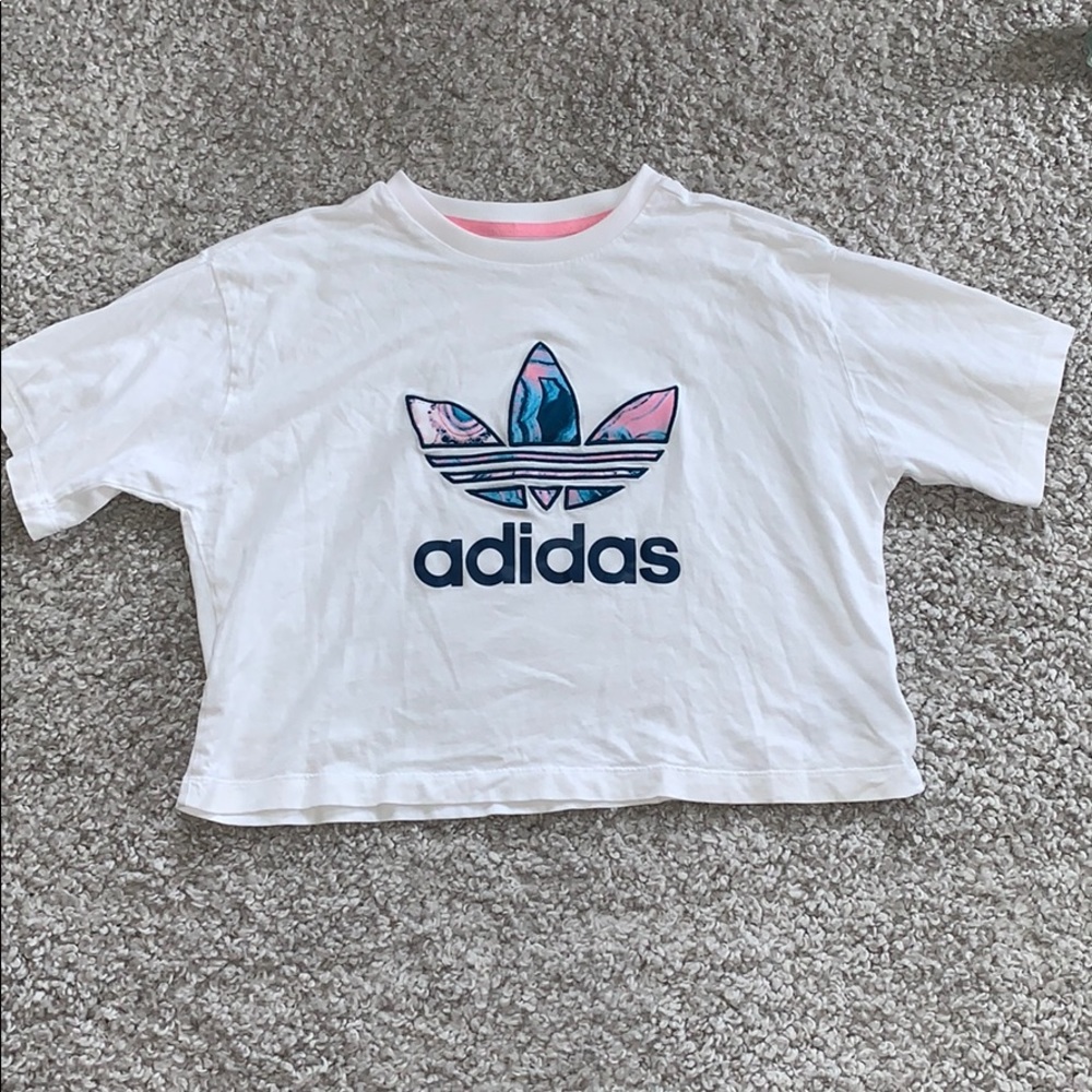 white adidas logo crop